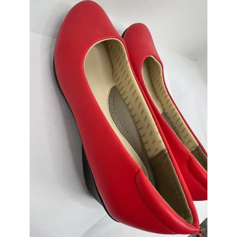 Red Pleather Womens Size 6 1/2 Red Pumps NNB!